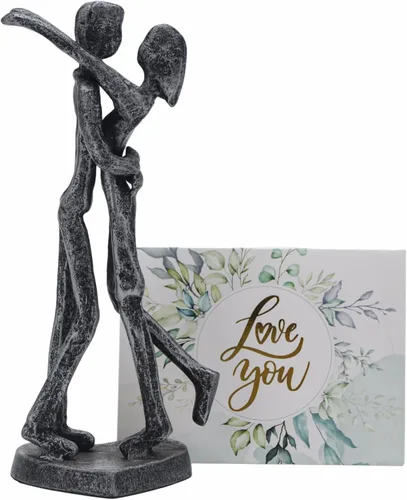 Miniatura 8 de Regalo de escultura de hierro para 6º aniversario, estatua romántica de pareja para ella, decoración de metal negro hecha a mano, boda, San