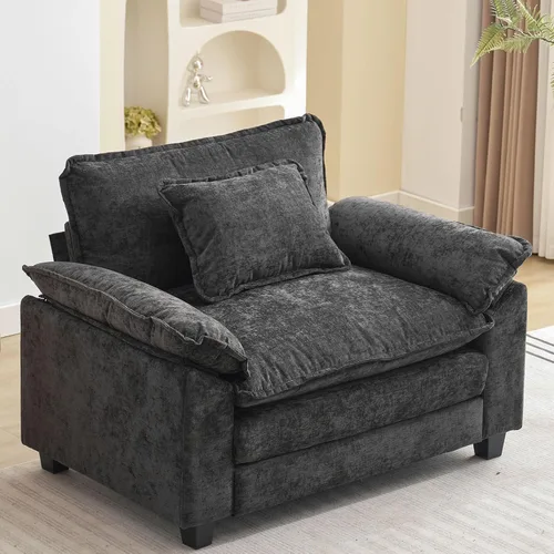 Miniatura 41 de Sofá modular seccional, sofá de nube con otomana, asiento profundo de felpilla en forma de L para sala de estar y apartamento