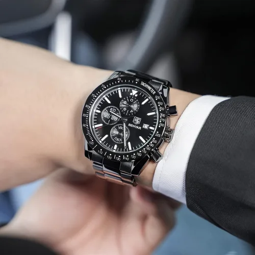 Miniatura 6 de BY BENYAR Relojes para hombre, cronógrafo, analógico, movimiento de cuarzo, elegante, deportivo, reloj de pulsera de diseñador 30M, impermeable