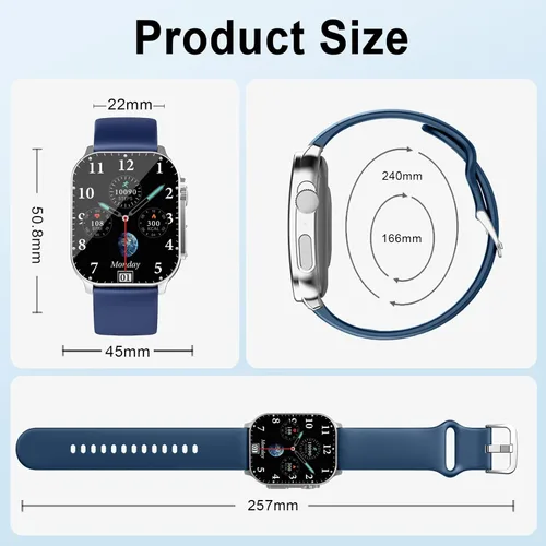 Miniatura 6 de Reloj inteligente para hombres y mujeres, pantalla curva AMOLED de 2.01 pulgadas, rastreador de fitness con respuesta/hacer llamadas, más de 100
