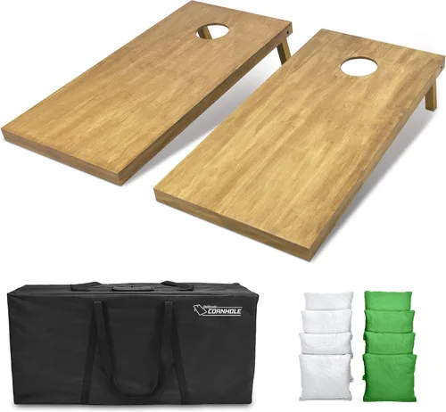 Miniatura 87 de GoSports 4 ft x 2 ft Regulation Size Wooden Cornhole Boards Set with Light Brown Finish - Includes Carrying Case and Bean Bags Negro- gris