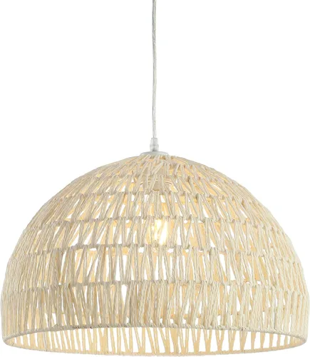 Miniatura 23 de JONATHAN Y Lámpara colgante LED de cuerda tejida bohemia moderna gris de 20 pulgadas, lámpara de techo de cúpula ajustable para isla de cocina
