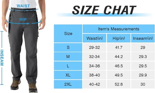 Miniatura 6 de TBMPOY Pantalones de senderismo y montaña, ligeros, impermeables, con cinturón, secado rápido, para hombres