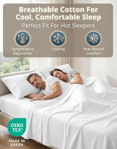 Miniatura 4 de LANE LINEN Juego de sábanas tamaño King – Sábanas de 600 hilos 100% algodón de fibra larga, naturalmente frescas y duraderas para el uso diario, 01
