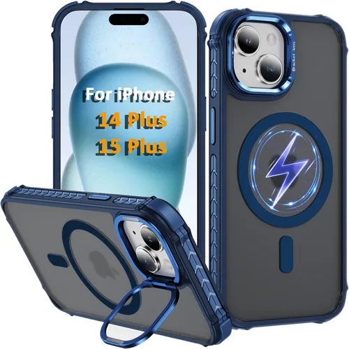 Miniatura 26 de i Phone 13 - Funda para iPhone 14, compatible con carga inalámbrica MagSafe, resistente, a prueba de golpes, soporte ajustable, color rojo mate