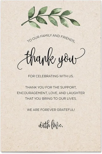 Miniatura 7 de 321Done Greenery - Tarjetas de agradecimiento para recién casados, agradecimientos para celebrar con nosotros, tarjetas de mesa de 4 x 6 pulgadas