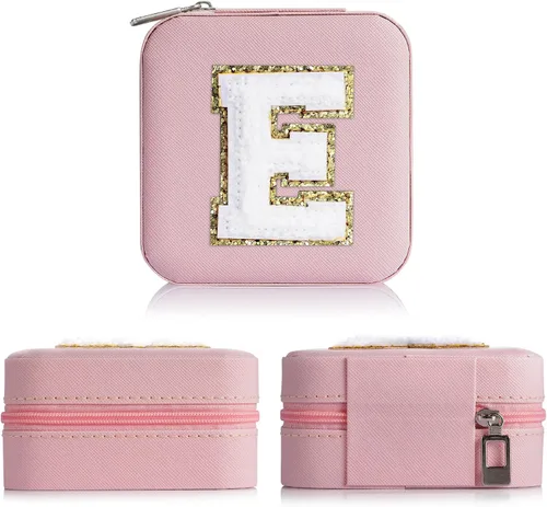 Miniatura 3 de Joyero pequeño para niñas, joyero con inicial de viaje para niñas Caja organizadora de joyas pequeña Joyero de viaje organizador de joyero Mini