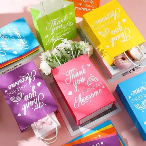 Miniatura 4 de Qeeenar 24 bolsas de regalo de agradecimiento a granel con asa para CNA Week bolsas de papel de agradecimiento a empleados medianos de 6 x 8 x 3