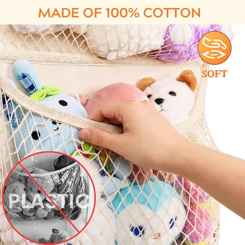 Miniatura 4 de Almacenamiento de animales de peluche sobre la puerta, organizador de juguetes de algodón para almacenamiento de juguetes de peluche, suministros