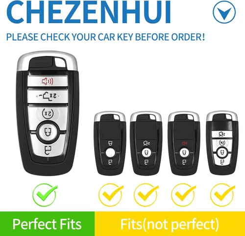 Miniatura 2 de Compatible con funda para llavero Ford con cordón de cuero, funda protectora para llave de automóvil Ford Explorer Fusion Escape F150 F250 F350 F450