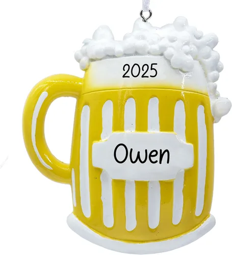 Adorno de Navidad personalizado de cerveza 2026 – Personalización gratuita | Taza personalizada de cerveza artesanal, taza Pilsner para árbol de