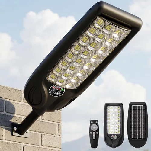 MMKT Farolas solares para exteriores, 3 colores blanco cálido, luz LED de anochecer a amanecer, IP65, impermeable, con sensor de movimiento y