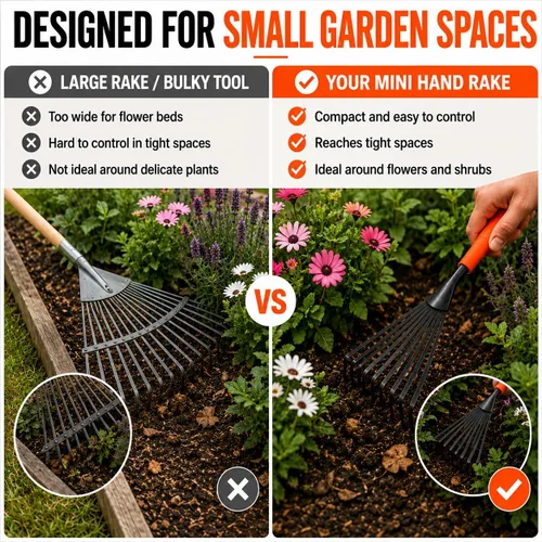 Miniatura 6 de Finder Rastrillo de mano, herramienta de mano de jardinería de 15.6 pulgadas con mango ergonómico y agujero para colgar para almacenamiento