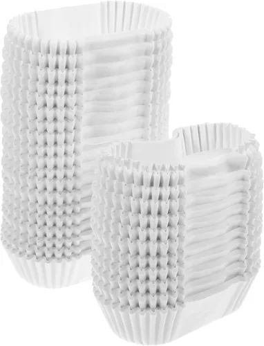 Vasos de papel ovalados para tartas, 1000 unidades, 2.87 x 1.37 x 0.98 pulgadas, a prueba de grasa, desechables, forros ovalados para magdalenas,
