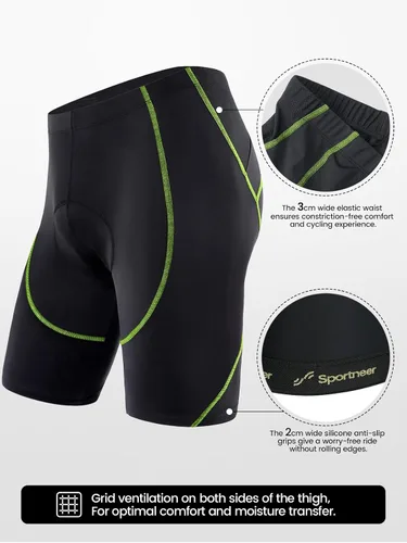 Miniatura 23 de Sportneer Pantalones cortos de ciclismo acolchados para hombre, acolchado 4D, pantalones cortos de ciclismo para hombre, transpirables y absorbentes