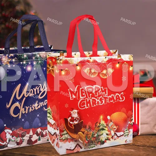 Miniatura 7 de PARSUP 16 bolsas grandes de regalo de Navidad, bolsas de mano con asas, bolsas de regalo de Navidad, bolsas de Navidad multifuncionales no tejidas