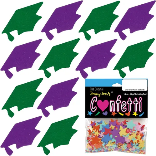 Miniatura 28 de Confetti Grad Cap Negro, Azul Marino Combo - 2 bolsas de media onza (1 oz)