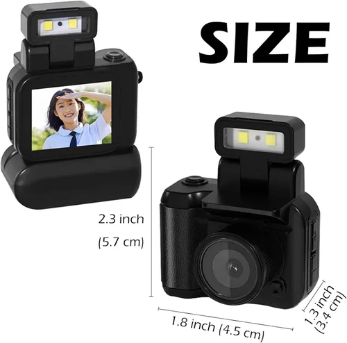 Miniatura 2 de Cámara retro a presión, mini cámara nostálgica de visión vintage, mini llavero de tamaño pulgar con luz flash LED, cierre retro con 6 interruptores