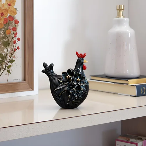 Miniatura 7 de Escultura decorativa de gallo para jardín (gallina negra)