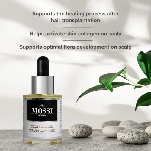 Miniatura 4 de The Mossi London Aceite ozonizado Suero Complejo Aceite de Reparación Intensiva del Cuero Cabelludo para Posttrasplante Capilar Aceite de Oliva