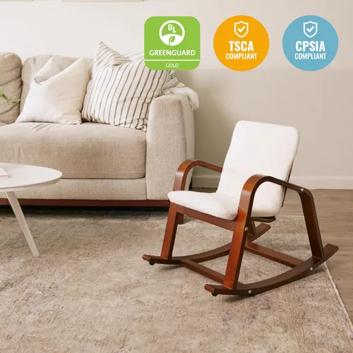 Miniatura 7 de ECR4Kids Mecedora de lectura Bentwood con reposabrazos y cojín, muebles Montessori, nogal oscuro