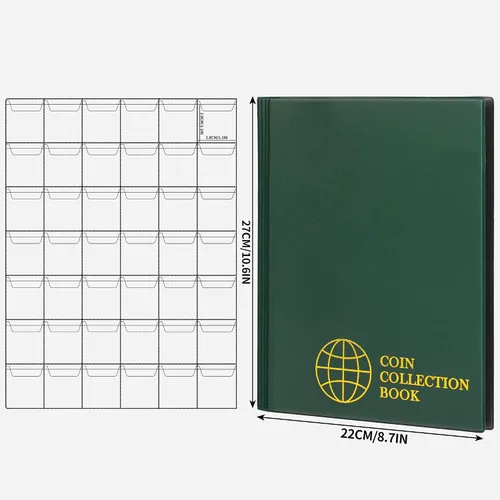 Miniatura 2 de Álbumes de 420 bolsillos - Libro verde de bolsillos de 28x29 mm/1.1x1.1 pulgadas, 10 páginas, soporte de colección tamaño carta, libro