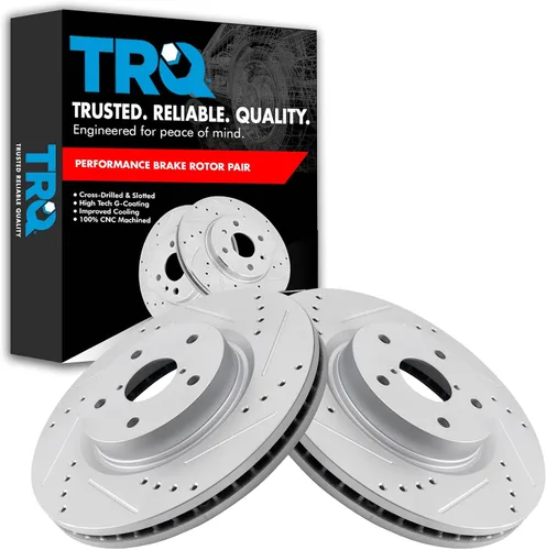 Miniatura 331 de TRQ Juego de rotores de freno de rendimiento trasero con revestimiento G premium compatible con Mazda 6 2014-2021