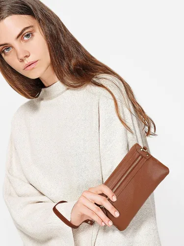 Miniatura 3 de YALUXE Clutch Wristlet - Cartera de piel auténtica con bloqueo RFID y cadena de hombro