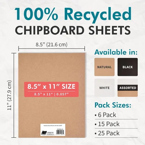 Miniatura 2 de Grafix de peso medio, láminas de madera prensada de 12 x 12 pulgadas, paquete de 25 unidades de color blanco.