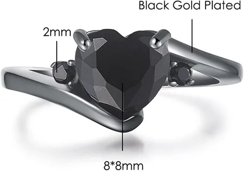 Miniatura 4 de Anillo de compromiso de compromiso de boda con forma de corazón chapado en oro negro