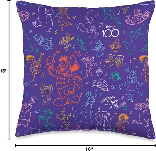 Miniatura 4 de Disney 100 Years Wonder Musical Friends D100 - Almohada de 16 x 16 pulgadas, multicolor