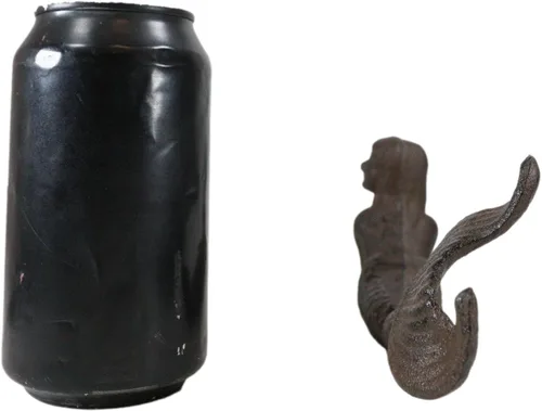 Miniatura 8 de Ebros Gift Sirena náutica de hierro fundido rústico de 9.5 pulgadas de largo con cola estirada, estatua de diosa del océano, princesa, playa