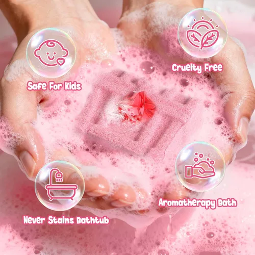 Miniatura 5 de Toylink Bombas de baño para niños con juguetes de gemas de buceo en el interior, paquete de 12 bombas de baño de cofre del tesoro con accesorios