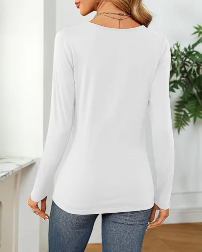 Miniatura 2 de Riyiper 2 piezas de camisetas para mujer con cuello redondo, camiseta básica casual para mujer