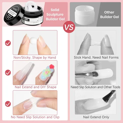 Miniatura 3 de Gel de arte de uñas 3D transparente y blanco, gel sólido constructor para uñas, antiadherente, para escultura de manos, geles duros con doble