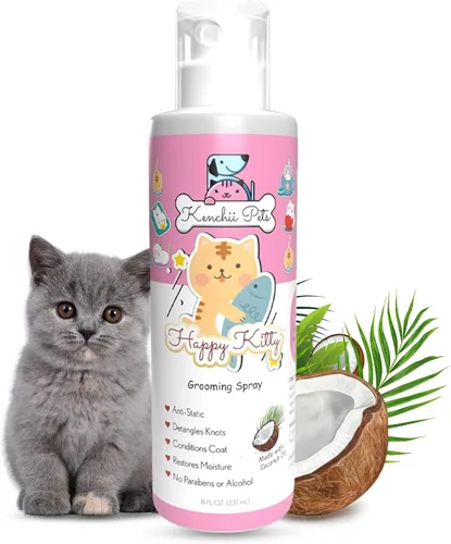Kenchii Spray profesional de aseo de mascotas para gatitos y gatos, spray desenredante hidratante perfumado totalmente natural, acondicionador para