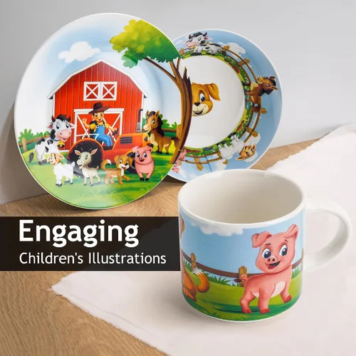 Miniatura 2 de MIAMIO – Juego de 3 vajilla para niños/Platos de porcelana para niños, juego de platos para niños, juego de vajilla para niños – Incluye plato