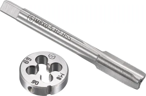 uxcell M8 x 0.020 in Juego de llaves métricas y troqueles, rosca de máquina con troquel de roscado redondo, kit de grifo y troquelado para