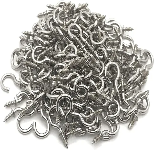 Miniatura 4 de 120 Piezas Ganchos de Rosca de 1/2 Pulgada Chapados en Níquel Ganchos de Metal para Tazas, Ganchos de Techo Plateados