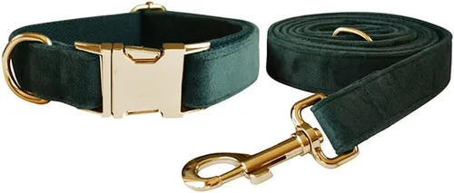 Miniatura 20 de Love Dream Juego de collar y correa de terciopelo para perro, suave y cómodo, correa ajustable y collar con hebilla de metal resistente para perros