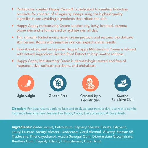 Miniatura 4 de Crema hidratante Happy Cappy – Crema para bebés con tendencia al eccema, loción para piel seca para bebés, niños pequeños y niños, formulada por