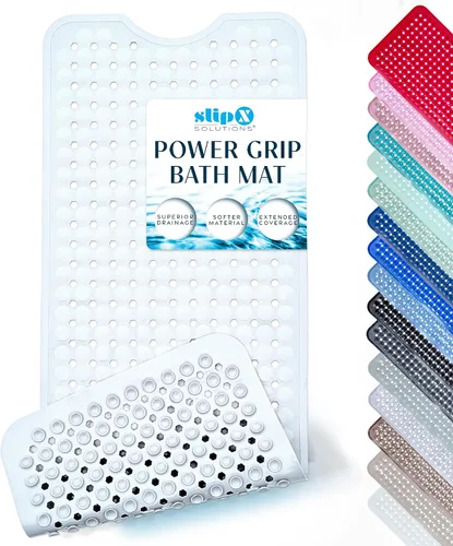Miniatura 18 de SlipX Solutions - Tapete extralargo y de fuerte agarre para tina y ducha, para adultos mayores y niños, 39x16 pulgadas, antideslizante, agujeros