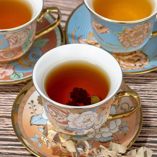Miniatura 5 de Juego de 6 tazas de té y platillos florales de 8 onzas con cucharas, taza de cerámica y platillo para capuchino, expreso, café, café, café