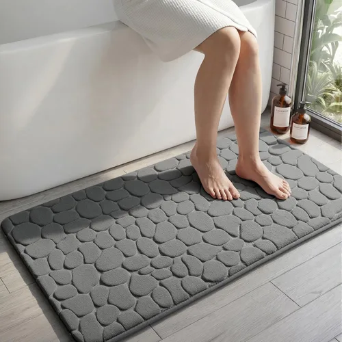 Miniatura 9 de YIHOUSE - Alfombra de espuma viscoelástica para pasillo, alfombras de baño con patrón de adoquín, superabsorbentes, alfombras de baño lavables a