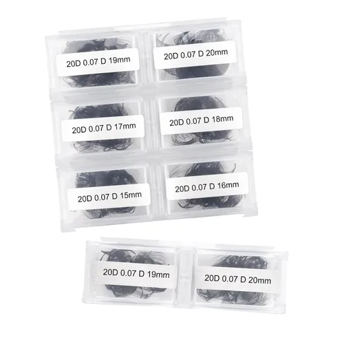 Miniatura 126 de Extensiones de Pestañas Rizo D 0.59-0.79 pulgadas Bandeja Mixta Seda Extensiones de Pestañas Clásicas Suministros Extensiones de Pestañas