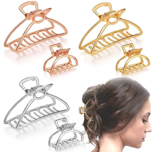 Miniatura 9 de 6 paquetes de pinzas de metal grandes de mariposa para el cabello, pasador grueso para mujer, pinzas antideslizantes para el cabello, accesorios