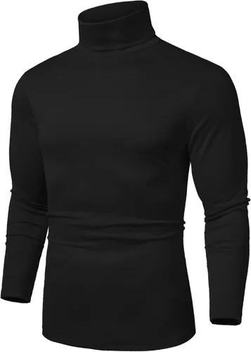 Coofandy - Camiseta básica tipo suéter para hombre, con cuello de tortuga, ajuste entallado y en tejido de punto, estilo informal