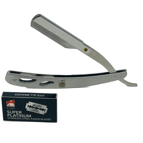 G.B.S Maquinilla de afeitar profesional para hombre, con bloqueo de seguridad y 20 cuchillas Lord de un solo filo, kit de cumplidos y afeitado