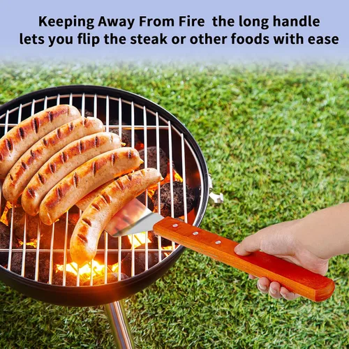 Miniatura 4 de 2 espátulas de parrilla extralargas para barbacoa y parrilla, accesorios de acero inoxidable para parrilla, espátula ranurada y espátula de cocina