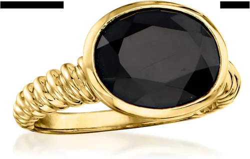 Miniatura 4 de Ross-Simons Anillo de ónix negro en oro de 18 quilates sobre plata esterlina